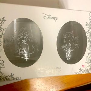 Pair of Ariel and Flounder stemless glasses